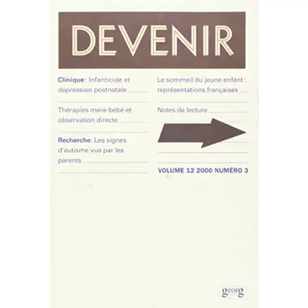 Devenir, Volume 12, NuméRo 3, 2000 - Collectif-image