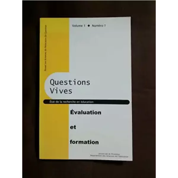 Questions Vives : éValuation Et Formation - Collectif-image