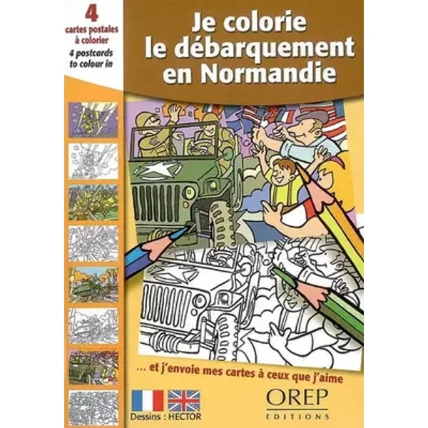 4 cartes postales à colorier : Je colorie le Débarquement en Normandie - Hector Régis