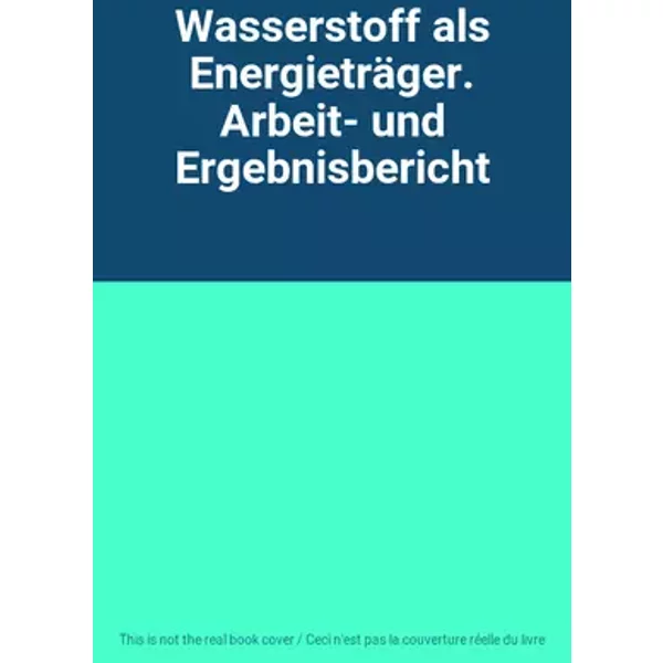 Wasserstoff als Energieträger. Arbeit- und Ergebnisbericht