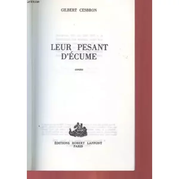 Leur Pesant D'ecume - Cesbron Gilbert-image