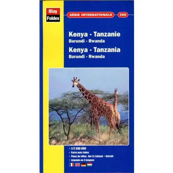 Carte routière et touristique : Kenya - Tanzanie, N° 366 (avec un index) - Cartes Blay Foldex