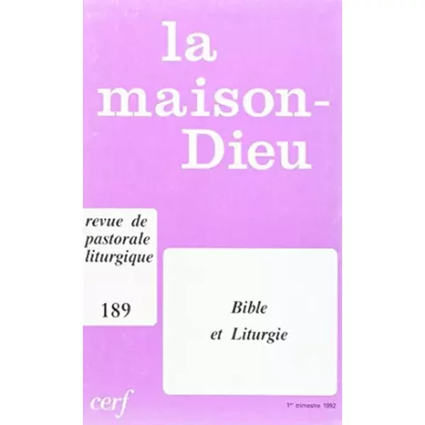 Maison-Dieu 189 - Bible Et Liturgie - Ecole Biblique De Jerusalem-image