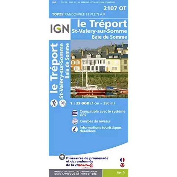 Carte de randonnée : Le Tréport - St-Valéry sur Somme - Cartes Top 25 IGN