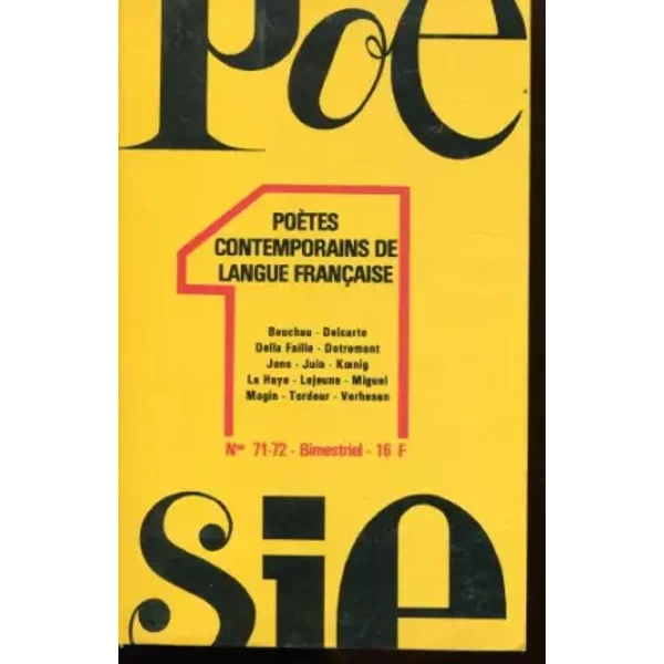 POESIE 1 : POETES CONTEMPORAINS DE LA LANGUE FRANCAISE