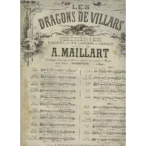 LES DRAGONS DE VILLARS - N°15 : AIR POUR PIANO ET CHANT. - MAILLART A.