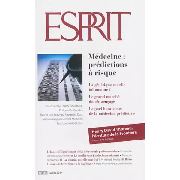 Esprit, N° 406, Juillet 2014 : MéDecine : PréDictions à Risque - Olivier Mongin-image