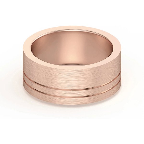 Alianza de Boda Plana con Doble Línea 8 MM Oro Rosa 585 (14K)