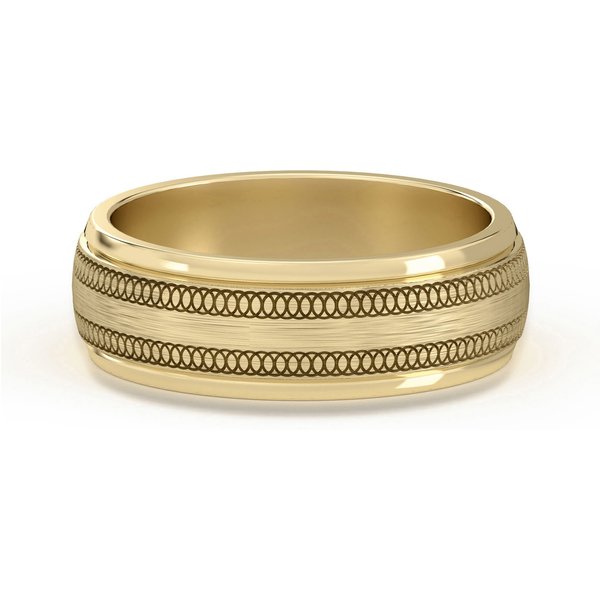 Alianza con Canal Plano y Círculo Entretejido 6 MM Oro Amarillo 585 (14K)