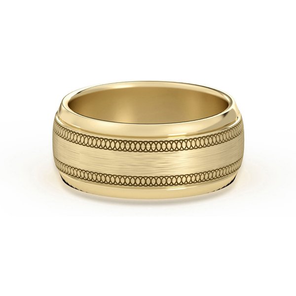 Alianza con Canal Plano y Círculo Entretejido 8 MM Oro Amarillo 585 (14K)