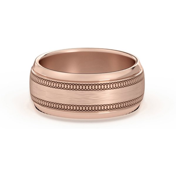Alianza con Canal Plano y Círculo Entretejido 8 MM Oro Rosa 585 (14K)