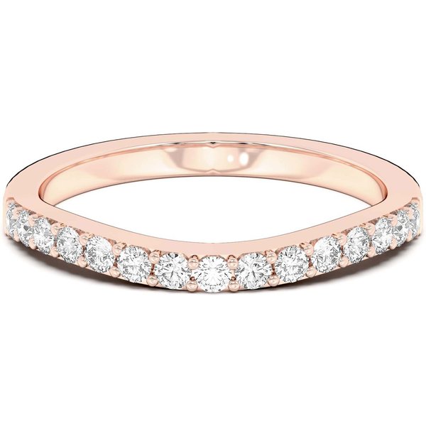 Alianza de Boda Curvada y Acentuada Diamante de Laboratorio Oro Rosa 585 (14K)