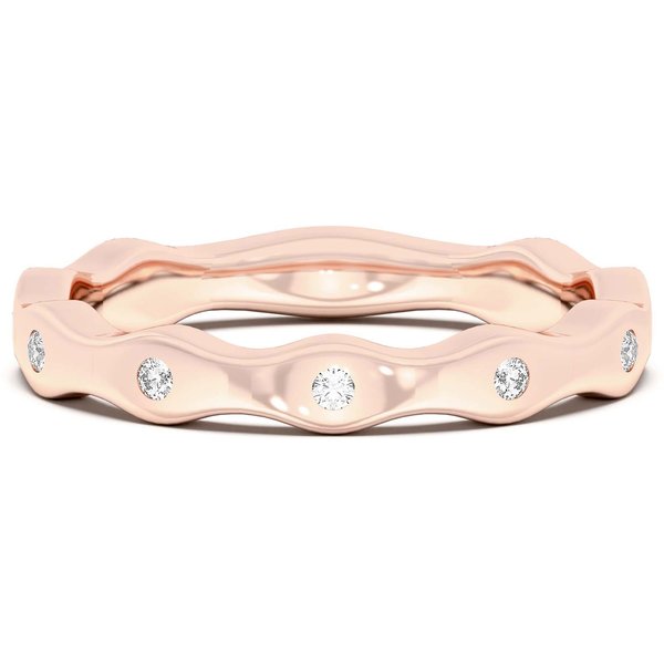 Alianza de Boda Curvada Bezel Set Diamante de Laboratorio Oro Rosa 585 (14K)