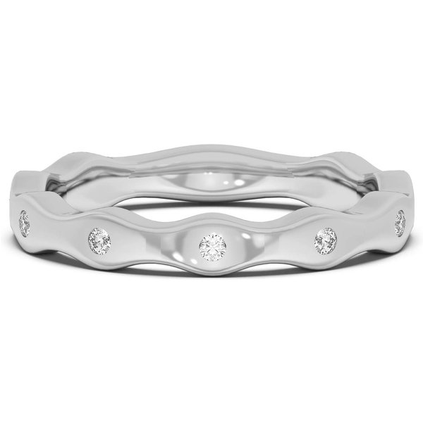 Alianza de Boda Curvada Bezel Set Diamante de Laboratorio Oro Blanco 585 (14K)