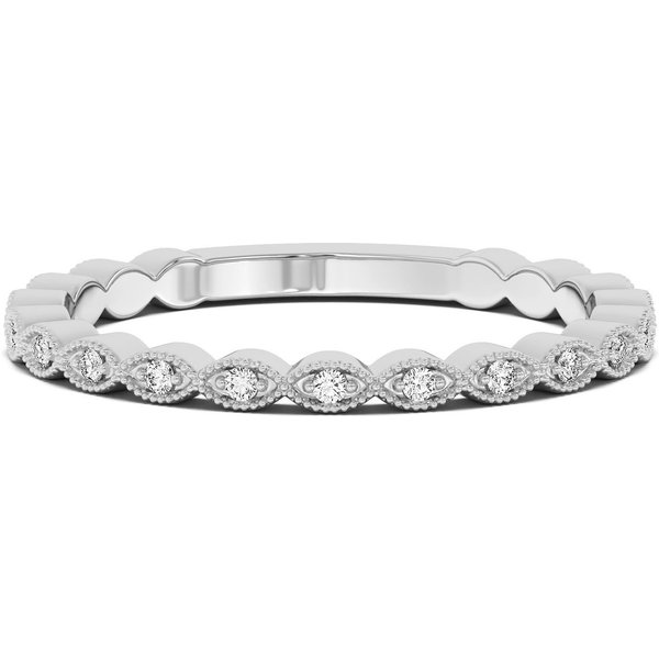 Alianza de Boda Punto y Marquesa Milgrain Diamante de Laboratorio Oro Blanco 585 (14K)