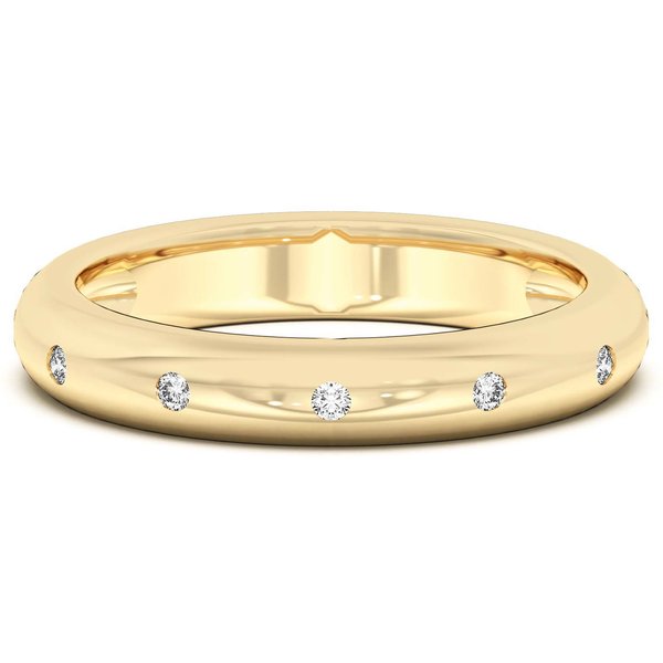 Alianza de Boda Acentuada Petite Dome Diamante de Laboratorio Oro Amarillo 585 (14K)