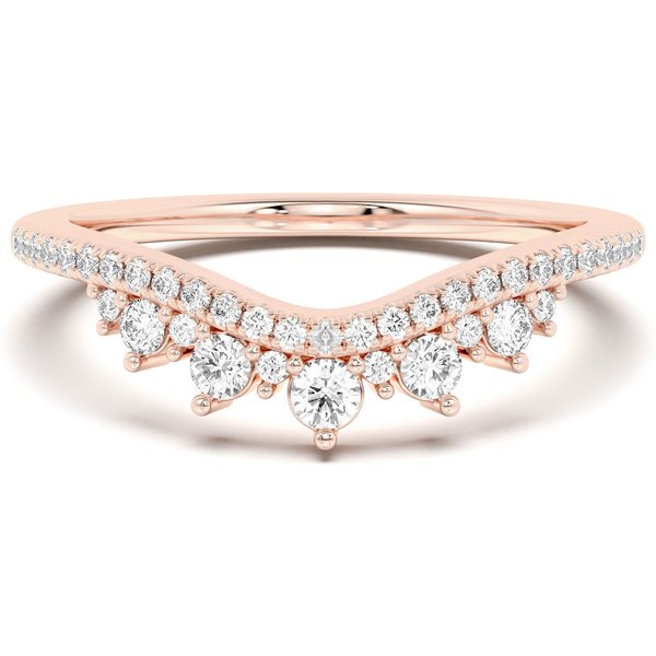 Alianza de Boda Chevron Crown Diamante de Laboratorio Oro Rosa 585 (14K)
