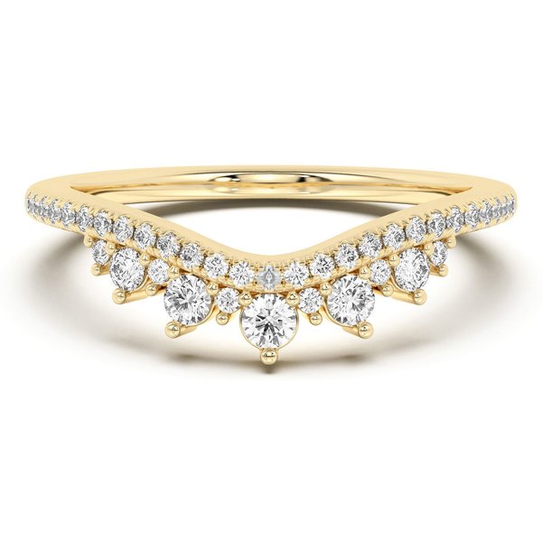 Alianza de Boda Chevron Crown Diamante de Laboratorio Oro Amarillo 585 (14K)