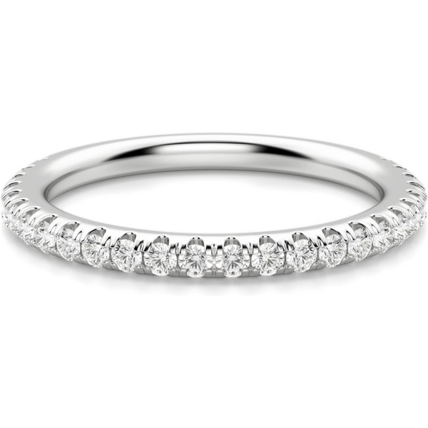 Alianza de Boda Acentuada Arezzo Diamante de Laboratorio Oro Blanco 585 (14K)