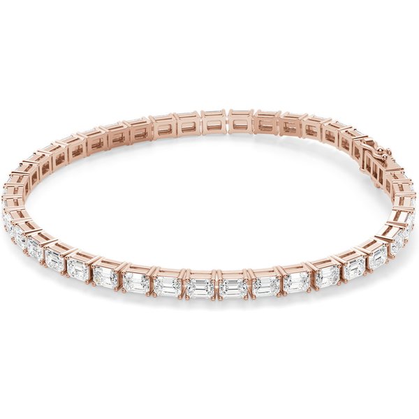 Pulsera de Tenis Corte Esmeralda 4 Prong Diamante de Laboratorio 8.00 ct. tot. Oro Rosa 585 (14K)