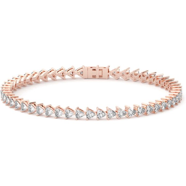 Pulsera de Tenis Corte Trillion 3 Prong 5.50 ct. tot. Diamante de Laboratorio Oro Rosa 585 (14K)