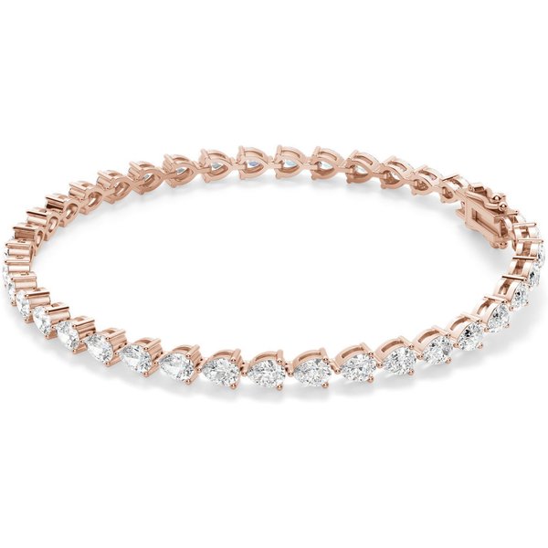 Pulsera de Tenis Corte Pera 3 Prong Diamante de Laboratorio 8.00 ct. tot. Oro Rosa 585 (14K)