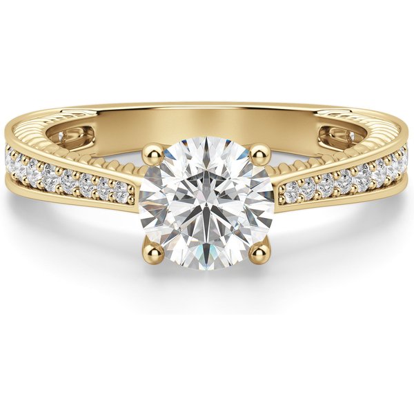 Anillo de Compromiso Acentuado Corte Redondo 1.00 ct Sage Diamante de Laboratorio Oro Amarillo 585 (14K)