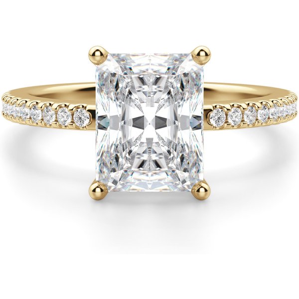 Anillo de Compromiso Acentuado Corte Radiante 2.50 ct Basket Set Diamante de Laboratorio Oro Amarillo 585 (14K)
