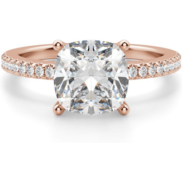 Anillo de Compromiso Acentuado Corte Cojín 0.75 ct Basket Set Diamante de Laboratorio Oro Rosa 585 (14K)