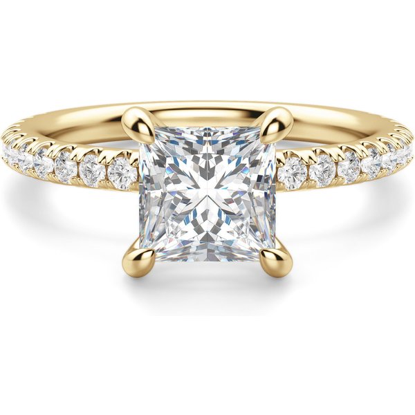 Anillo de Compromiso Acentuado Corte Princesa 1.25 ct Arezzo Diamante de Laboratorio Oro Amarillo 585 (14K)