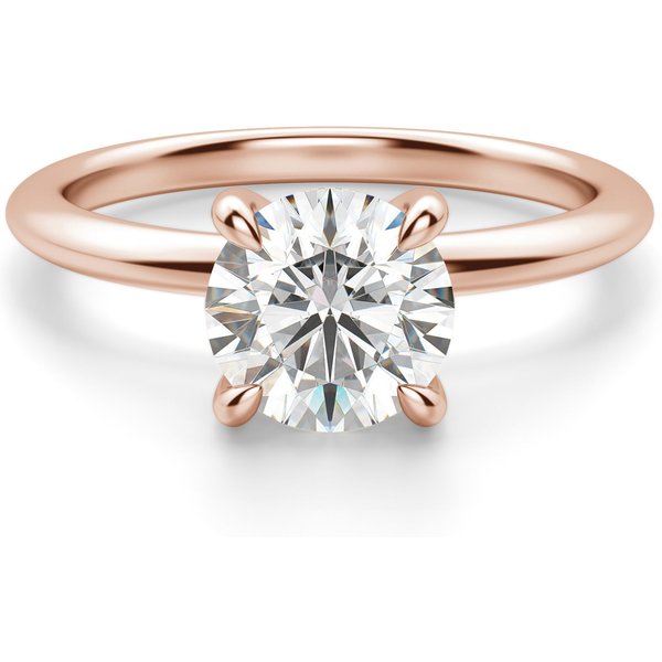 Anillo de Compromiso Clásico Corte Redondo 1.00 ct Hidden Halo Diamante de Laboratorio Oro Rosa 585 (14K)