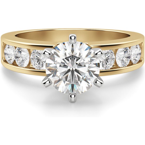 Anillo de Compromiso Corte Redondo 0.75 ct Diamond Diva Diamante de Laboratorio Oro Amarillo 585 (14K)