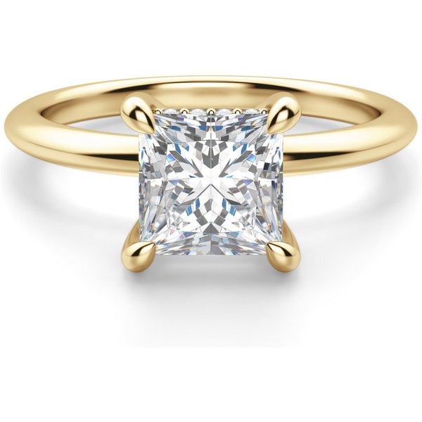 Anillo de Compromiso Clásico Corte Princesa 3.00 ct Hidden Halo Diamante de Laboratorio Oro Amarillo 585 (14K)