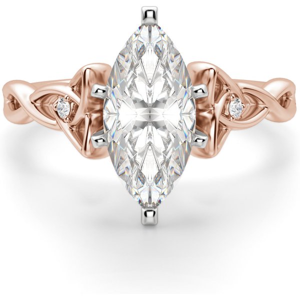Anillo de Compromiso Corte Marquesa 2.00 ct Celtic Knot Diamante de Laboratorio Oro Rosa 585 (14K)