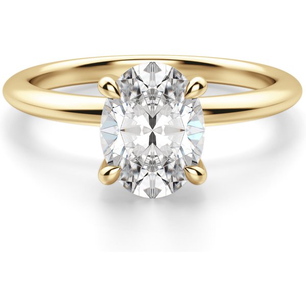 Anillo de Compromiso Clásico Corte Ovalado 1.75 ct Hidden Halo Diamante de Laboratorio Oro Amarillo 585 (14K)