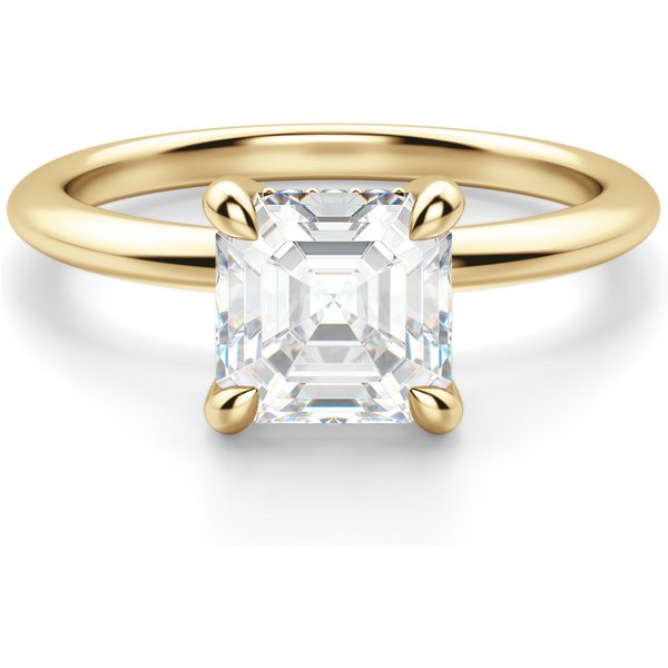 Anillo de Compromiso Clásico Corte Asscher 1.00 ct Hidden Halo Diamante de Laboratorio Oro Amarillo 585 (14K)