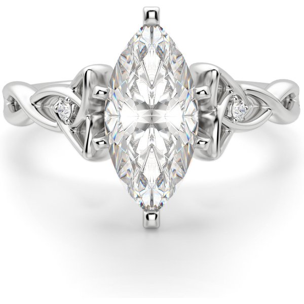 Anillo de Compromiso Corte Marquesa 2.00 ct Celtic Knot Diamante de Laboratorio Oro Blanco 585 (14K)