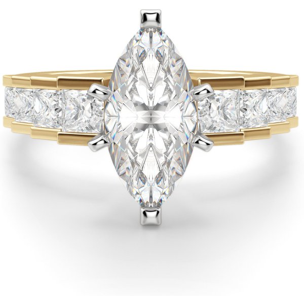 Anillo de Compromiso Corte Marquesa 1.75 ct Cinderella Staircase Diamante de Laboratorio Oro Amarillo 585 (14K)