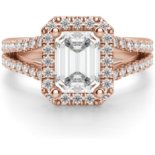 Anillo de Compromiso Corte Esmeralda 2.00 ct Palm Springs Diamante de Laboratorio Oro Rosa 585 (14K)