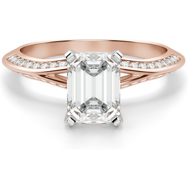 Anillo de Compromiso Corte Esmeralda 2.00 ct Irene Diamante de Laboratorio Oro Rosa 585 (14K)