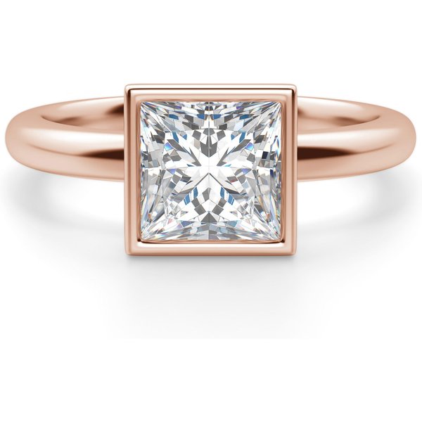 Anillo de Compromiso Corte Princesa 1.50 ct Marseille Diamante de Laboratorio Oro Rosa 585 (14K)