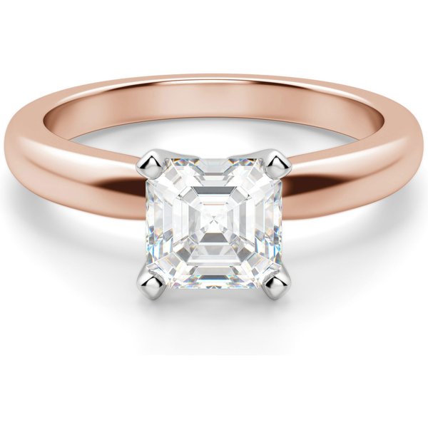 Anillo de Compromiso Solitario Corte Asscher 1.75 ct Tapered Classic Diamante de Laboratorio Oro Rosa 585 (14K)