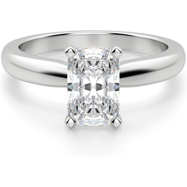 Anillo de Compromiso Solitario Corte Radiante 0.75 ct Tapered Classic Diamante de Laboratorio Oro Blanco 585 (14K)