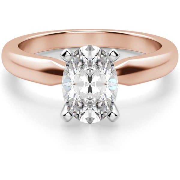 Anillo de Compromiso Solitario Corte Ovalado 1.75 ct Tapered Classic Diamante de Laboratorio Oro Rosa 585 (14K)