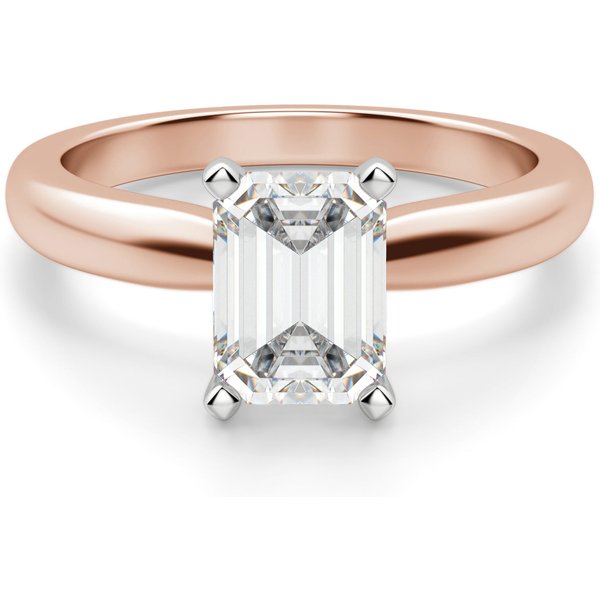 Anillo de Compromiso Solitario Corte Esmeralda 1.00 ct Tapered Classic Diamante de Laboratorio Oro Rosa 585 (14K)