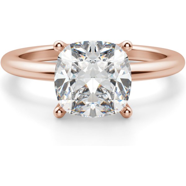 Anillo de Compromiso Clásico Corte Cojín 2.50 ct Basket Set Diamante de Laboratorio Oro Rosa 585 (14K)