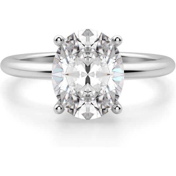 Anillo de Compromiso Clásico Corte Ovalado 1.50 ct Basket Set Diamante de Laboratorio Oro Blanco 585 (14K)