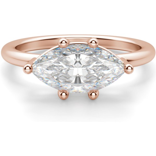 Anillo de Compromiso Clásico Corte Marquesa 0.75 ct Basket East-West Diamante de Laboratorio Oro Rosa 585 (14K)