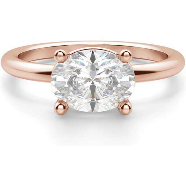 Anillo de Compromiso Clásico Corte Ovalado 0.75 ct Basket East-West Diamante de Laboratorio Oro Rosa 585 (14K)