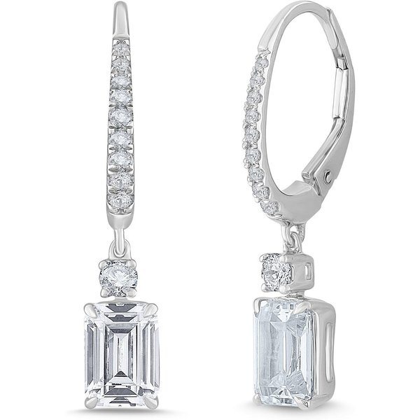Pendientes Colgantes de Esmeralda 2.25 ct. tot. Diamante de Laboratorio Oro Blanco 585 (14K)